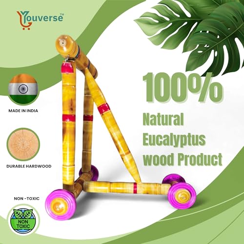Image of Traditional Wooden Baby Walker for 9-18 Months | Nadavandi Push Walker for Kids | Handmade Push Walker | Baby Push Wagon & Activity for First Steps | Sturdy & Safe for Baby (Gold)