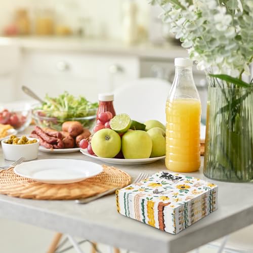 AnyDesign 100Pcs Farm Animals Paper Napkins Watercolor Chicken Pig Decorative Disposable Napkins Luncheon Dinner Napkins for Dinning Party Tableware Supplies