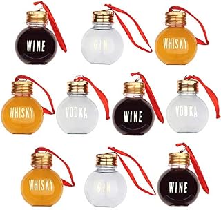 The Twiddlers - 10 Christmas DIY Booze Baubles, 50ml & Stickers - Personalised Xmas Tree Gift Decorations