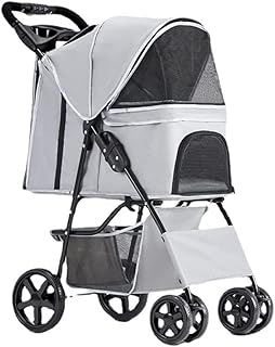 Carrinho de bebê leve para animais de estimação para cães e gatos pequenos e médios Carrinho de bebê dobrável para viagem para animais de estimação Carrinho de bebê premium Carrinho de cachorro com copo (cinza a)