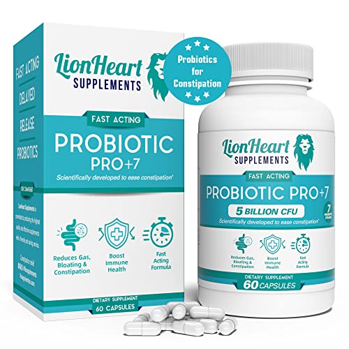 Morning PROBIOTIC Supplement 5 Billion for Fast Constipation & IBS Relief - Kids, Women & Men PROBIOTICS - 60 Capsules No Gallbladder Formula - Also Helps Regular Bowel Movements