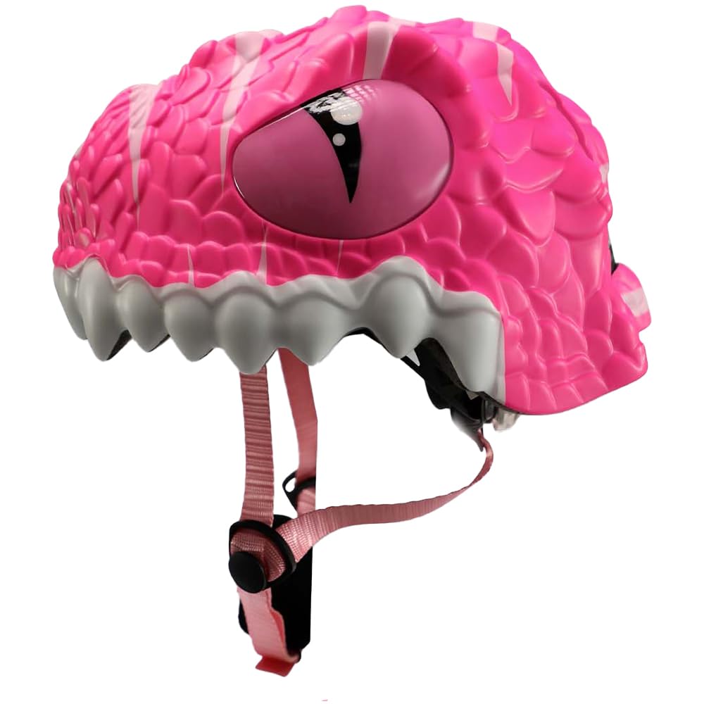 Crazy Safety Casque de vélo pour Enfants | Casque Enfants 2-7 Ans pour vélo, Skateboard, Cyclisme, vélo de Course, Trottinette, Rollers | Casque 3D Animalier léger et Ajustable 49-55 cm (Dino Rose)