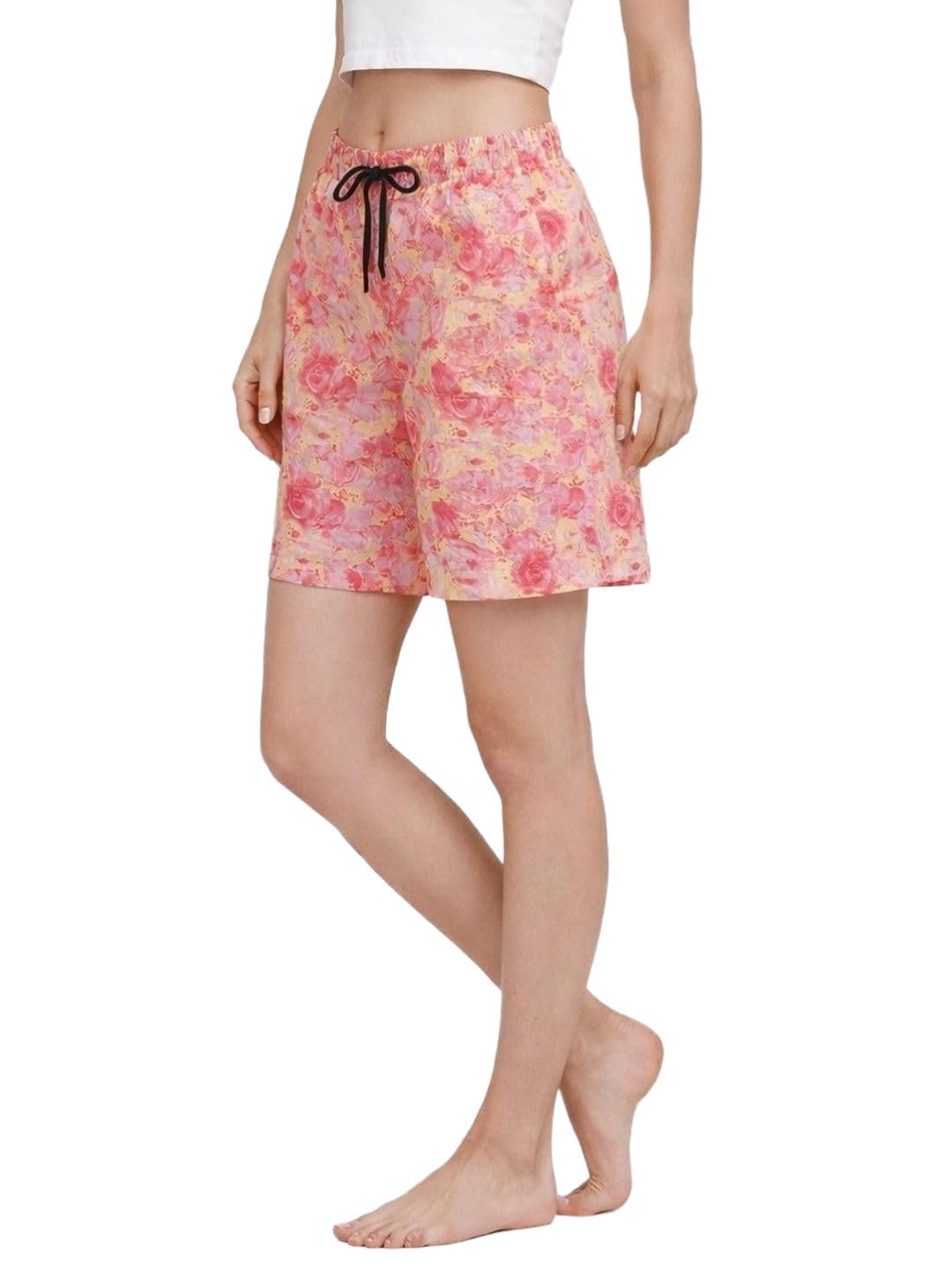 Women Pure Cotton Lounge Shorts – Relaxed Fit Nightwear Bottoms with Adjustable Waistband Side Pocket for Comfortable Everyday Wear-image-37