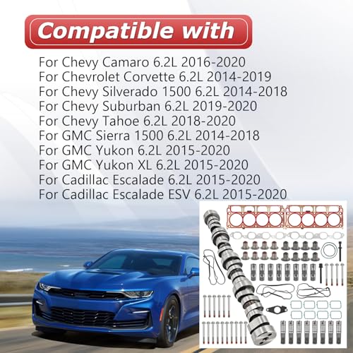 Image of 6.2L LT Gen5 L86 L87 AFM Engine Rebuild Kit Fit for Chevy Camaro 2014-2020 for GMC Sierra 1500 Yukon for Cadillac Escalade 12629512 Camshaft 8* AFM Lifters and LS7 Lifters Head Gasket Kit