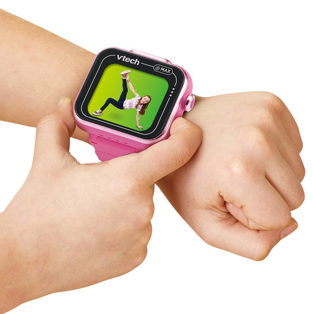 VTech - KidiZoom SmartWatch Max Rose, Montre Digitale Enfant, Photo, Selfie, Vidéo, Écran Tactile Horizontal, Jouet High-Tech, Cadeau Enfant et Ado de 5 Ans à 14 Ans - Contenu en Français