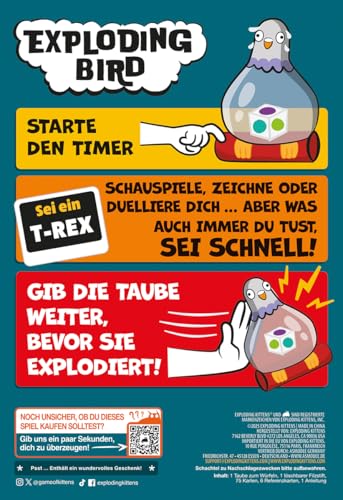 Exploding Kittens, Exploding Bird Party Game, 3+ Players, from 7+ Years, 10 Minutes, German, Multicoloured, 25.4 cm x 22.8 cm x 0.1 cm - Image 4