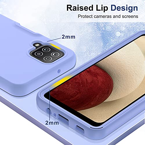 Leyi For Samsung Galaxy A12 Case, Samsung A12 Phone Case With [2 X Tempered Glass Screen Protector], Full-Body Shockproof Soft Liquid Silicone Hybrid Phone Cover Case For Galaxy A12 5G, Violet #TOP4
