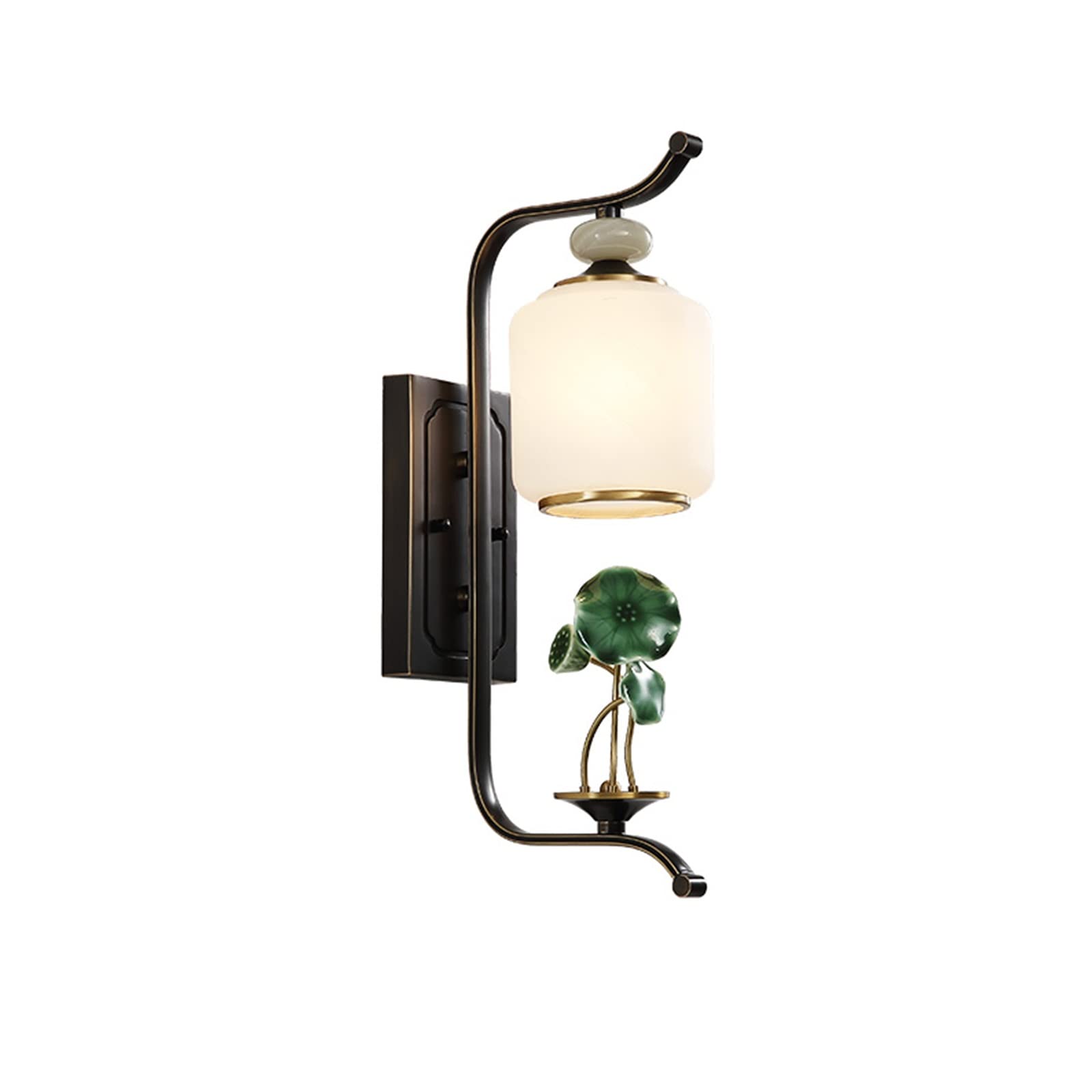 YNIYUJKL Wall Lamp New Chinese Zen Full Copper Wall Lamp, Aisle Staircase Bedside Lamp, Lotus Leaf Wall Lamp Wall Mount Light