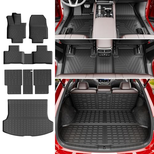 powoq Floor Mats Compatible with 2023-2026 Lexus RX350 RX350H RX500H Cargo Mat Floor Liner Cargo Liner TPE Replacement for 2023 2024 2025 2026 Lexus Accessories (Trunk Mat+Backrest Mats+Floor mats)