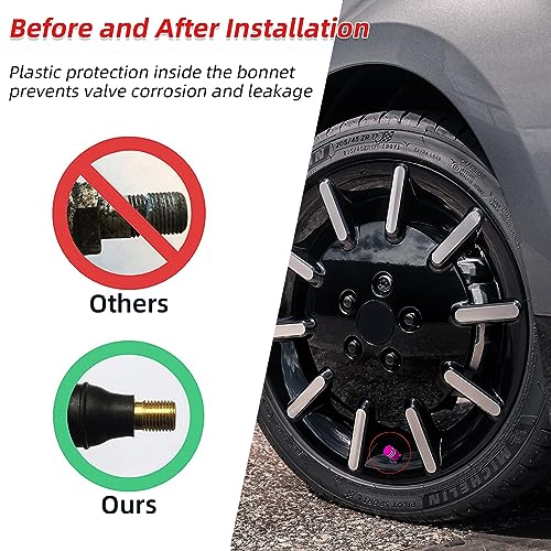 image for Ziciner 4 PCS Tire Valve Stem Cap Cover, Dustproof Valve Cover with Ru