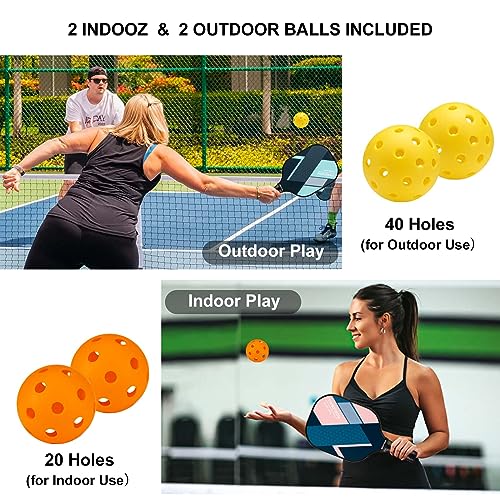 Image of Pickleball Paddles Set of 4, Fiberglass Rackets USAPA Approved