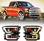 ROXX Replacement Headlight Assembly Compatible with 2015 2016 2017 Ford F-150 Low Beam Headlamps with Led Sequential Turn Signal, DRL, Amber Projector and Clear lens, Driver & Passenger Side
