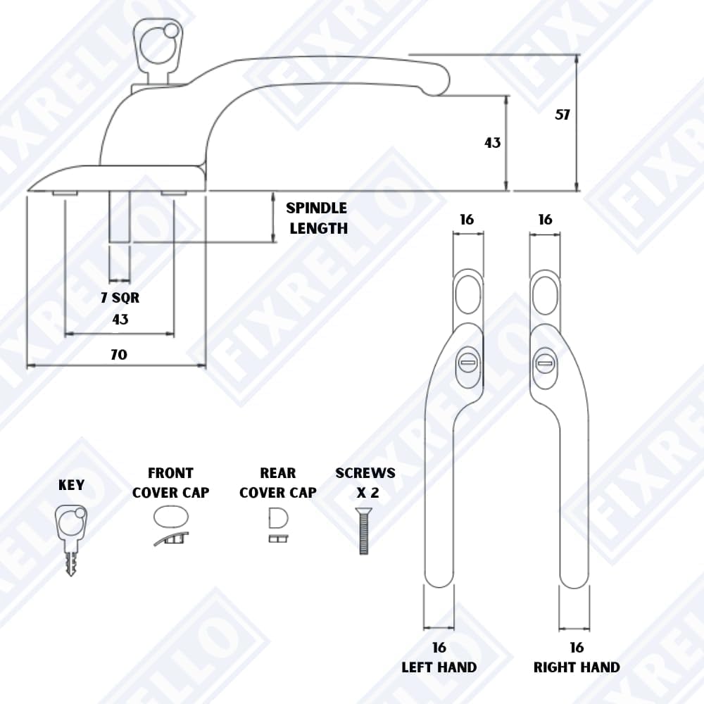 FixRello Window Handle 40mm Spindle, Offset Right-Handed espag Inline Locking Handle for DIY and Home Repairs - Image 2