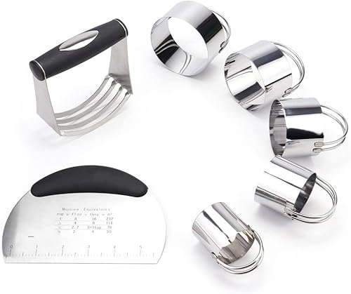 Miniatura 4 de Tosnail Cortador de pastelería, licuadora de masa, tamiz de harina de 3 tazas y cortador de galletas, 8 piezas de acero inoxidable herramientas