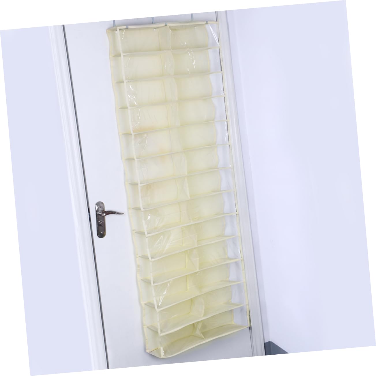 Organizador de Zapatos Capacidad Amplia Beige 26 Bolsillos Grandes Gancho Conveniente y Ahorro de Espacio para Colgar Puerta para Apartamentos y Espacios Reducidos