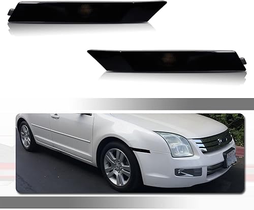 Lente ahumada Carcasa negra compatible con Ford Fusion y Mercury Milan 2006-2009 Parachoques delantero Carcasa de marcador lateral CH2551118,