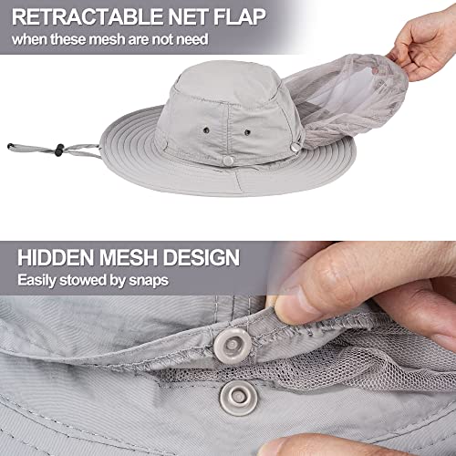 Image of Mosquito Head Net Hat - Bug Cap UPF 50+ Sun Protection with Hidden Netting for Beekeeping Hiking Women