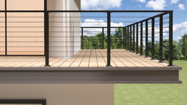 Image of 2Pack 4' Rectangular Cable Railing Handrails, Black Stainless Steel Handrail with Nylon End Caps for Stair Cable Railing System, 4FT Flat Top Cuttable Deck Cable Rail Post Handrail, RG01-H