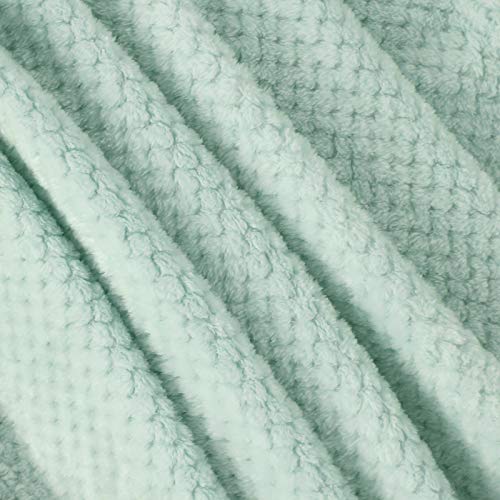 Exclusivo Mezcla Waffle Textured Extra Large Fleece Blanket, Super Soft And Warm Throw Blanket For Couch, Sofa And Bed (Mint Green, 50X70 Inches)-Cozy, Fuzzy And Lightweight #TOP2