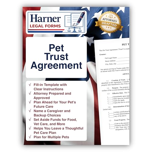 Pet Trust Agreement Kit with Instructions - Name a Caregiver, Set Aside Funds, and Plan for Pet Care After Death or Incapacity
