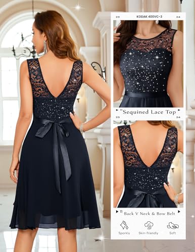 Image of BeryLove Womens Boat Neck A Line Sleeveless Lace Formal Homecoming Dress