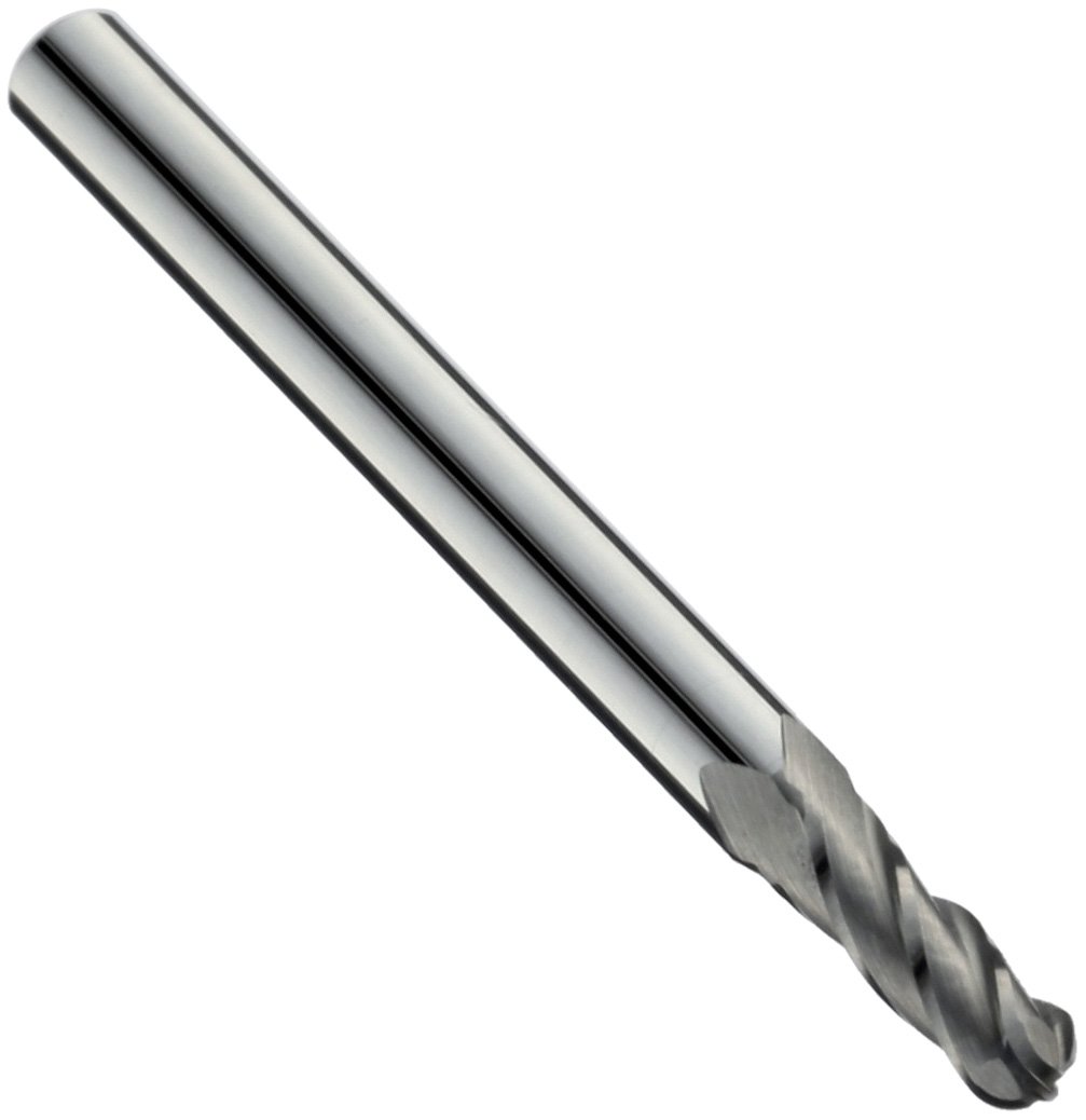 Niagara Cutter N59901 Carbide Ball Nose End Mill, Inch, Uncoated (Bright) Finish, Roughing and Finishing Cut, 30 Degree Helix, 4 Flutes, 0.063