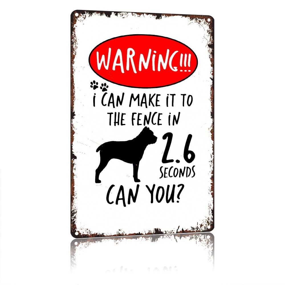 peiyeety WARNING!!! Cane Corso Dog Warning Sign I Can Make It To The Fence In 2.6 Seconds Can You, 12X8in Vintage Aluminum Metal Tin Sign, Funny Wall Decor for Home Garden Outdoor Fence Yard