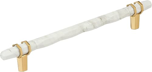 Amerock 8" Carrione Marble White/Champagne Bronze Drawer Pull