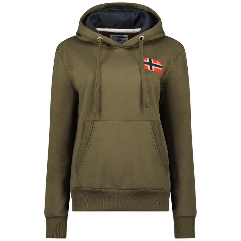 Geographical Norway Genifer Lady - Sudadera Mujer con Cremallera y Capucha - Sudaderas Sweatshirt Pullover Manga Larga Mujeres - Ropa Hoodie Primavera Verano Otoño Invierno (Caqui Militar XL)