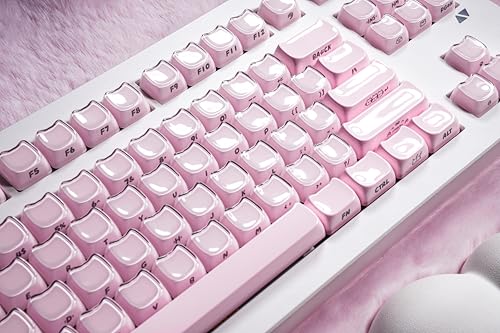 Image of ZORNHER CG870 Wireless Mechanical Keyboard,80% Pink & White Gaming Keyboard, Creamy Keyboard,Cute Jelly Cat Clear Ceramic Jade Keycaps,Girly Aesthetics Kitty Keyboard,Creamy Sounding Linear Switches