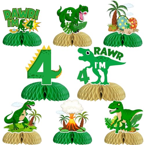 Décoration table dinosaure en nid d'abeille pour créer un goûter d'anniversaire 4 ans immersif