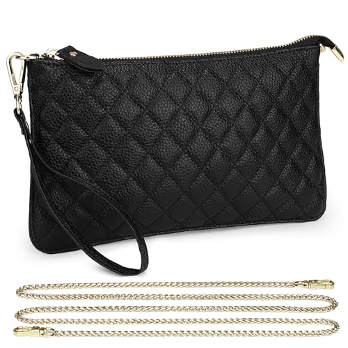 Image of Uromee Genuine Leather Wristlet Wallet Clutch Purses with Detachable Chain