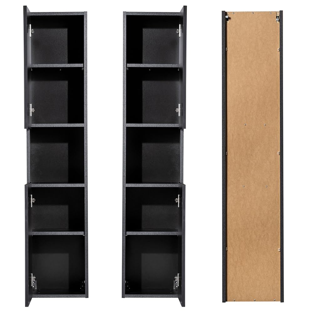Lomadox Armadio alto da bagno nero scanalato frontale armadio laterale a 2 ante (L x A x P) ca. 30/140/30 cm