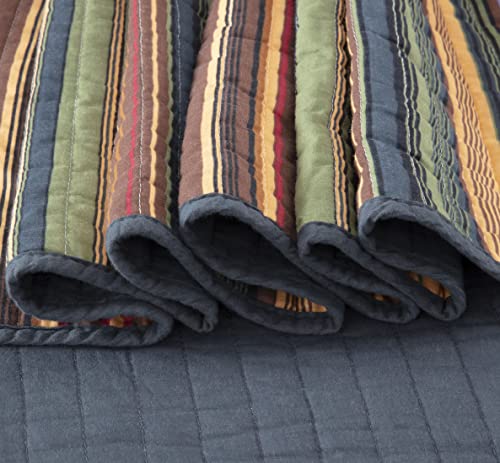 Image of Chezmoi Collection Avery 5-Piece Multi-Color Striped 100% Washed Cotton Quilt Set, Daybed Size