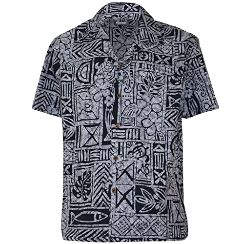 Favant Hawaiian Shirts - Motifs Comfortable Hawaiian Beach Shirt for Men. Lightweight Quick Dry Mens Hawaiian Shirts (Black, L)