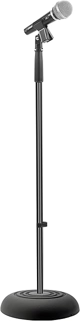 Microphone Stand - Universal Mic Mount with Heavy Compact Base, Height Adjustable (2.8 - 5 ft.) - PMKS5