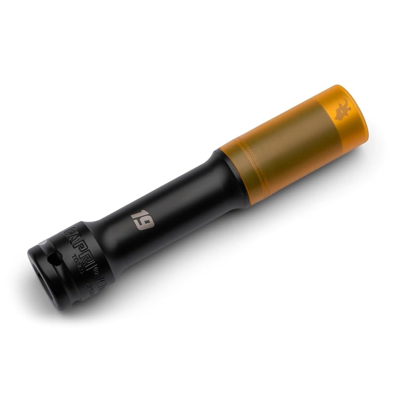 Soquete extensor para porca de roda Capri Tools 19 mm com encaixe de 12,7 mm (1/2 pol.) e proteção