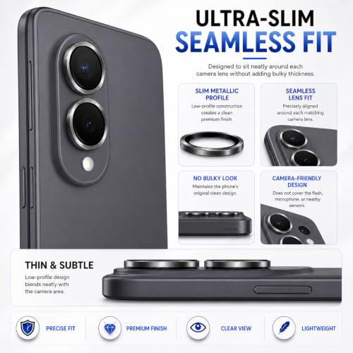Image of FIRST MART Black Camera Ring Guard Protector for Samsung Galaxy Z Fold 8 | Tempered Glass with Metal Alloy Rings, HD Clear, Scratch Resistant, Case-Friendly | Pack of 1