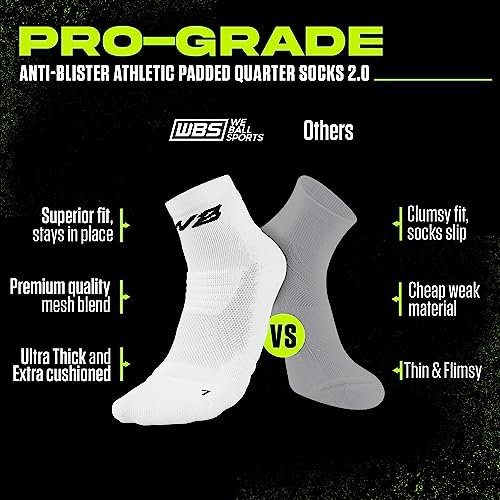 We Ball Sports Anti-Blister Mens Athletic Cushion Quarter Length Socks For Football, Running, Baseball, Basketball (Navy,Xl) #TOP1