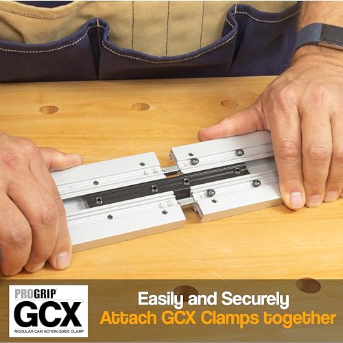 Image of ProGrip GCX Edge Clamp Guide 3 Pack - Modular Extendable Track for Circular Saws, Routers & Jigsaws -Aluminum Cutting Guide with Locking Handle -Includes 24, 36 and 50 Inch Clamps