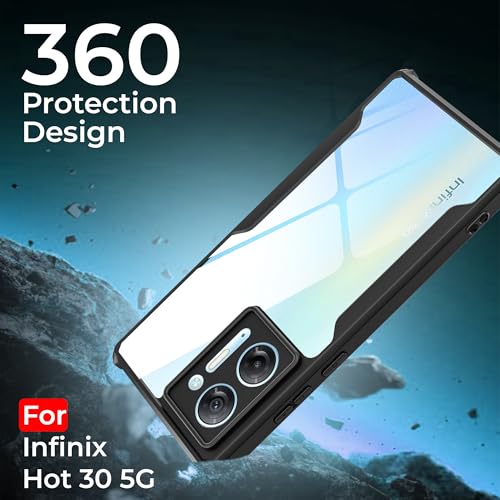 Image of A rtistque Clear Hard Transparent Acrylic Armor Anti-Drop Shockproof TPU Edge Back Cover Case for Infinix Hot 30 - Black