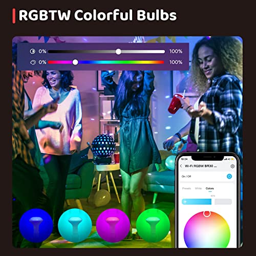 Orein Smart Flood Light Bulbs, Music Sync Rgbtw Led Color Changing Light Bulb, 65W Equivalent Br30 Wifi Led Light Bulbs, Wifi Smart Bulbs That Work With Alexa/Google Home/Siri, 650Lm Cri>90 4 Pack #TOP3