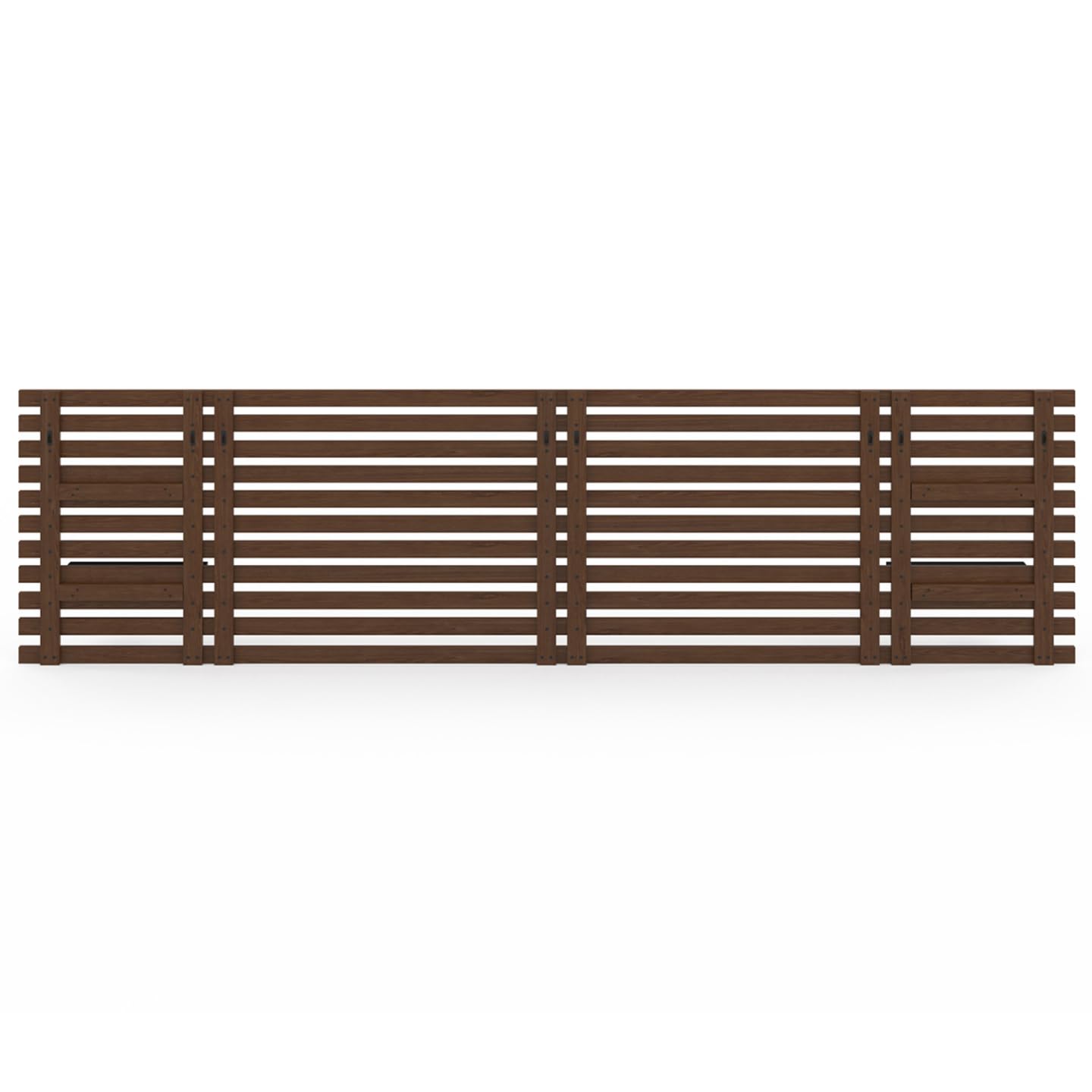IDMarket - Tête de lit Suspendue en Lattes AVA 240 cm Bois Vieilli et étagères Noires