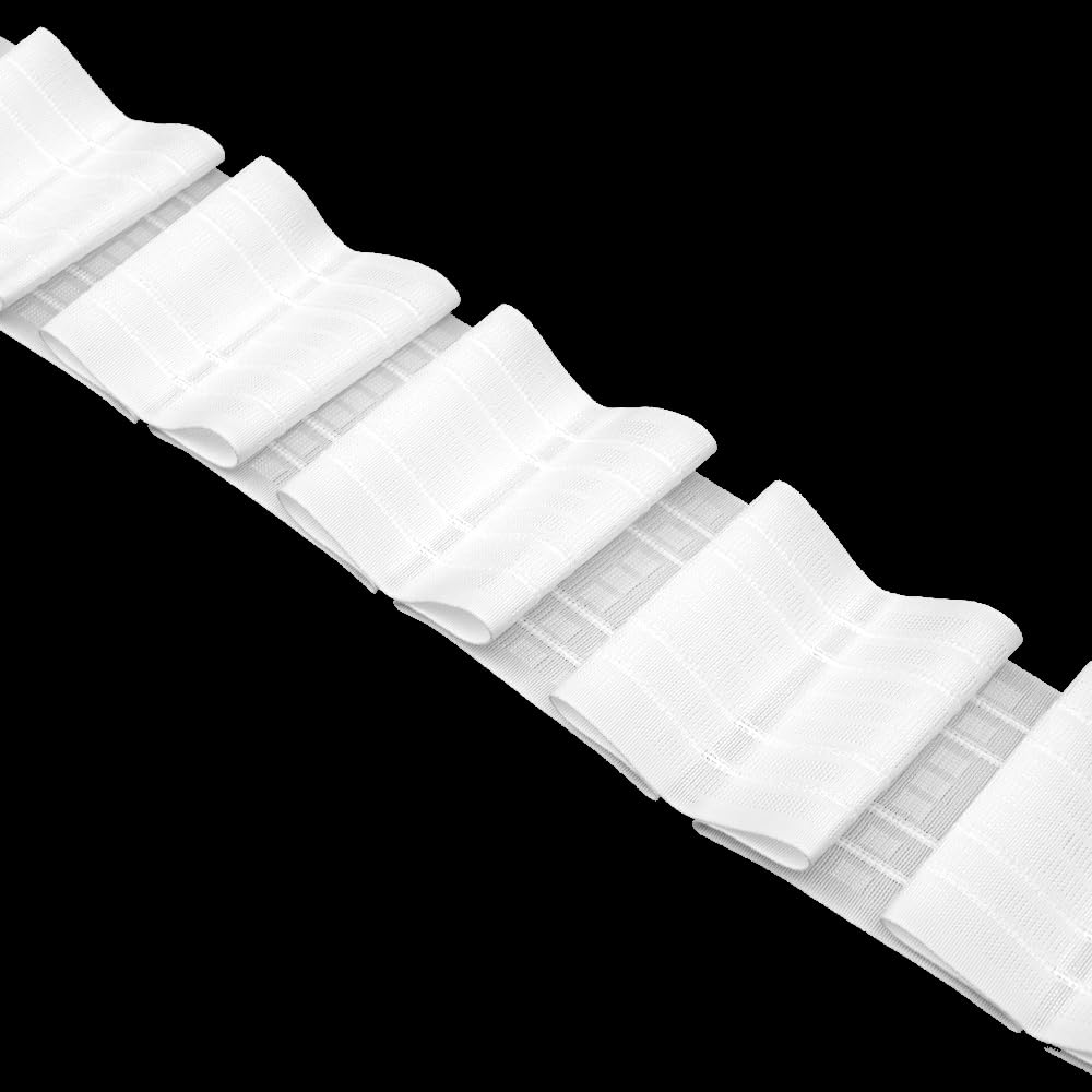 Oz-Is Dar Tekstil Gardinenband 50 Meter Flachfalten 80 mm, Multitaschenband 1:3.0, 100% Polyester, Weiß Faltenband zum Annähen für Vorhänge und Gardinen 4385P