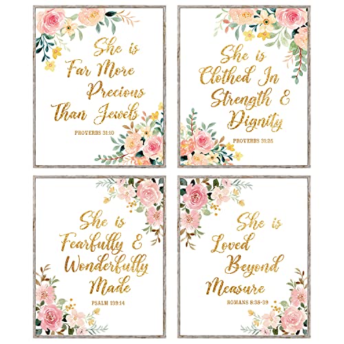 Image of Bible Verse Wall Art Posters, Christian Decor, Scripture For Teen Girls, Gift For Women, Girls' Room Decorations, Home Christian Wall Art