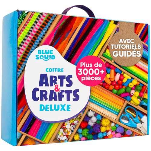 Blue Squid Boite Activités Manuelles pour Enfants - Maxi Coffret 3000 Pcs ge 4-12 ans, Kit Loisir Creatif Enfant, Kit Bricolage Enfants, Activité Manuelle...