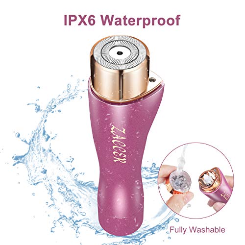 Facial Hair Remover, ZACCER Painless Hair Removal for Women Waterproof Shaver Razor with LED Light (Purple)