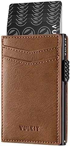 VULKIT Men's Slim Wallet Pop Up Card Holder RFID Blocking Metal Wallet Minimalist Design Holds Up to 11 Cards