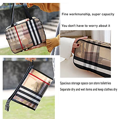 image for GOLIKEE 3PCS PVC Stripe Cosmetic Bag Makeup Bag Gift for Women Waterpr