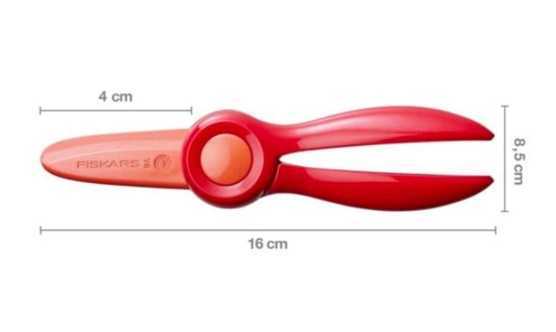 Fiskars Tijeras para niños, A partir de 2 años, Para aprender a cortar, Longitud: 13 cm, Hojas y mangos de plástico, Rojo, Starter, 1064065